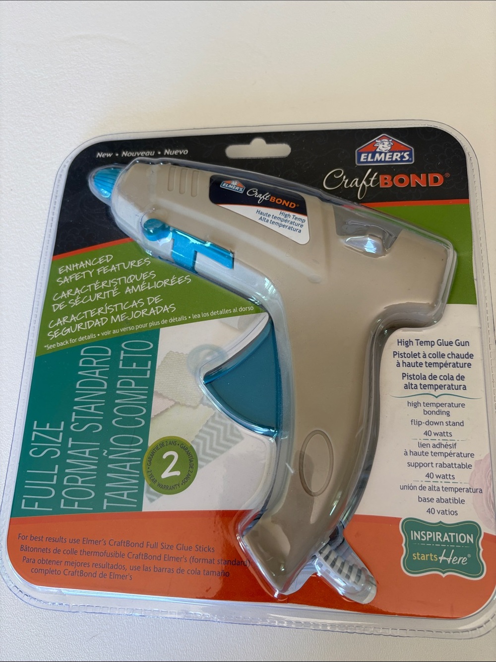NWT Elmer's CraftBond Full Size Glue Gun High Temp Flip Down Stand Crafts Arts
